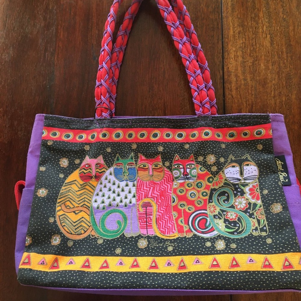 Laurel Burch canvas purse/tote bag with zipper closure and tag